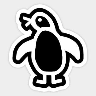 Cute Animals Minimal Penguin White Line Graphic Sticker